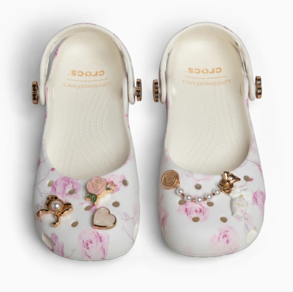 NIB LoveShackFancy X Crocs Classic Ballet Oyster Sz 9 - Picture 2 of 9